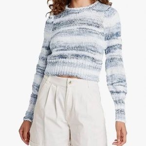 Wild Fable white/baby blue stripped Medium cropped sweater